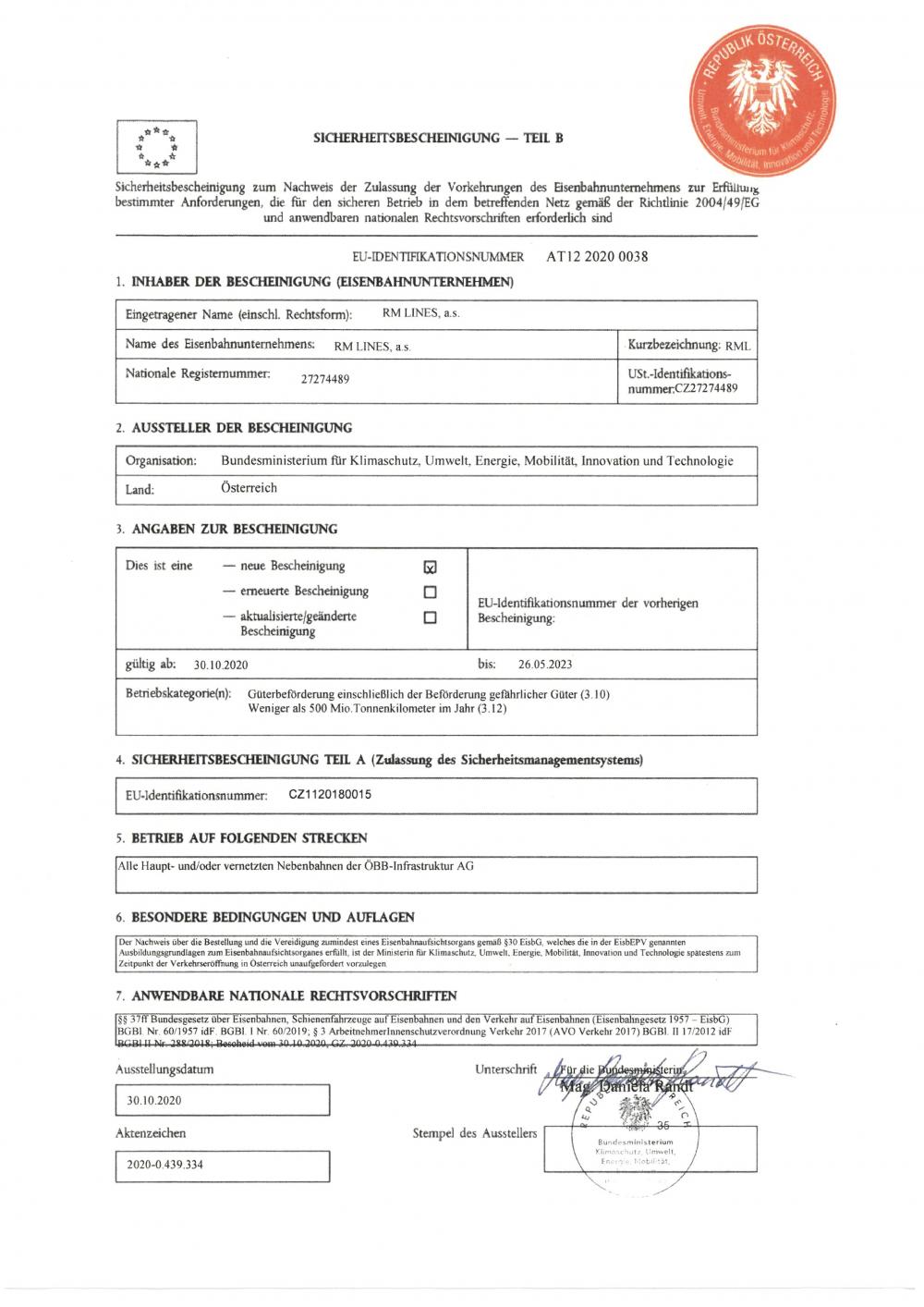 Certyfikat bezpieczeństwa B dla Austrii